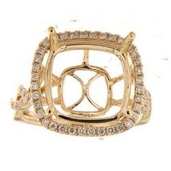Genuine 14K Yellow Gold 0.59CTW Diamond Semi Mount Ring - REF-91T4K