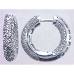 Genuine 14K White Gold 1.97CTW Diamond Hoop Earring - REF-186R2H