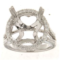 Genuine 14K White Gold 0.78CTW Diamond Semi Mount Ring - REF-153N4A