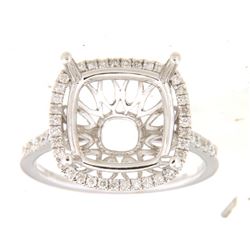 Genuine 14K White Gold 0.4CTW Diamond Semi Mount Ring - REF-64H8W