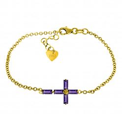 1.15 ctw Amethyst Bracelet Jewelry 14KT Yellow Gold