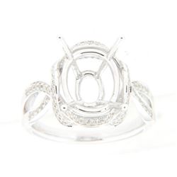 Genuine 14K White Gold 0.38CTW Diamond Semi Mount Ring - REF-63W7G