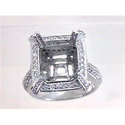 Genuine 18K White Gold 1.45CTW Diamond Semi Mount Ring - REF-275W4G