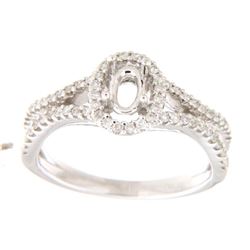 Genuine 14K White Gold 0.35CTW Diamond Semi Mount Ring - REF-62Y2Z