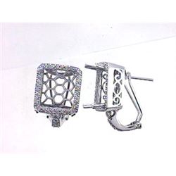 Genuine 14KWhite Gold 0.95CTW Diamond Semi-Mount Earrings - REF-125M2F