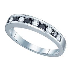 0.50CTW White and Black Diamond Anniversary 10KT Ring White Gold