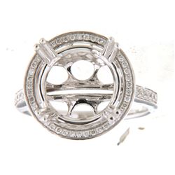 Genuine 14K White Gold 0.31CTW Diamond Semi Mount Ring - REF-69Z6T