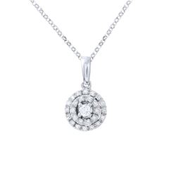 Genuine 0.52 TCW 18K White Gold Ladies Necklace - REF-91A3X