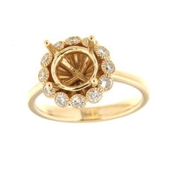 Genuine 14K Yellow Gold 0.53CTW Diamond Semi Mount Ring - REF-86K3R