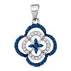 Image 1 : 0.25CTW White and Blue Diamond Micro-Pave 10KT Pendant White Gold