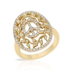 Genuine 0.64 TCW 14K Yellow Gold Ladies Ring - REF-83H5W