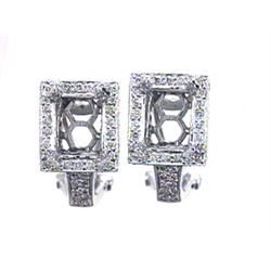 Genuine 14KWhite Gold 1.01CTW Diamond Semi-Mount Earrings - REF-96H8W