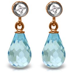 2.73 ctw Blue Topaz & Diamond Earrings Jewelry 14KT Rose Gold