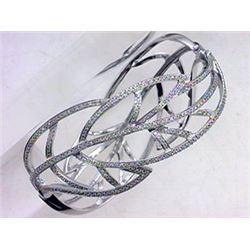 Genuine 14K White Gold 2.22CTW Diamond Bangle - REF-334R3H
