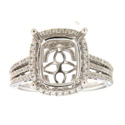 Genuine 14K White Gold 0.54CTW Diamond Semi Mount Ring - REF-85F9N