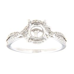 Genuine 14K White Gold 0.17CTW Diamond Semi Mount Ring - REF-44N2A