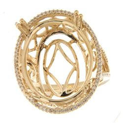 Genuine 14K Yellow Gold 0.42CTW Diamond Semi Mount Ring - REF-118H6W