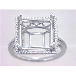 Genuine 18K White Gold 0.22CTW Diamond Semi Mount Ring - REF-62F8N