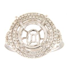 Genuine 14K White Gold 0.53CTW Diamond Semi Mount Ring - REF-89G5M