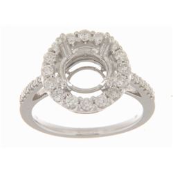 Genuine 14K White Gold 0.77CTW Diamond Semi Mount Ring - REF-123H7W
