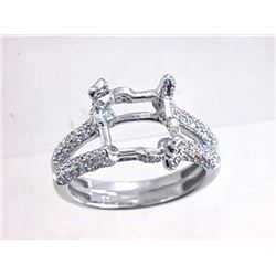 Genuine 18K White Gold 0.8CTW Diamond Semi Mount Ring - REF-129H2W
