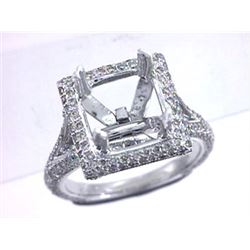 Genuine 14K White Gold 1.32CTW Diamond Semi Mount Ring - REF-119F6N
