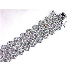 Genuine 14K White Gold 7.98CTW Diamond Tennis Bracelet - REF-705F2N