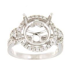 Genuine 14K White Gold 0.51CTW Diamond Semi Mount Ring - REF-85R4H