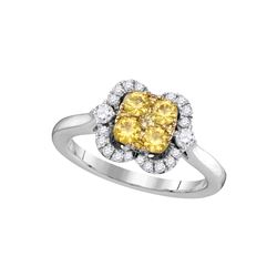 0.85CTW White and Yellow Diamond Bridal 14KT Ring White Gold