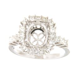 Genuine 14K White Gold 1.02CTW Diamond Semi Mount Ring - REF-142X4Y