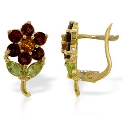 2.12 ctw Multi-gemstones Earrings Jewelry 14KT Yellow Gold