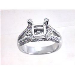 Genuine 18K White Gold 0.74CTW Diamond Semi Mount Ring - REF-151R3H