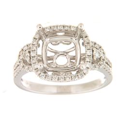 Genuine 14K White Gold 0.45CTW Diamond Semi Mount Ring - REF-76X9Y