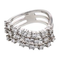 Genuine 14K WhiteGold 1.46CTW Baguette Fashion Ring - REF-183X2Y