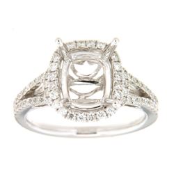 Genuine 14K White Gold 0.59CTW Diamond Semi Mount Ring - REF-84F5N