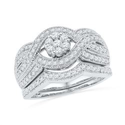 0.75CT Diamond Flower 10KT Ring White Gold