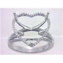 Genuine 14K White Gold 0.3CTW Diamond Semi Mount Ring - REF-52W3G