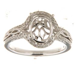 Genuine 14K White Gold 0.41CTW Diamond Semi Mount Ring - REF-66F2N
