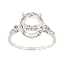 Genuine 14K White Gold 0.23CTW Diamond Semi Mount Ring - REF-46T3K