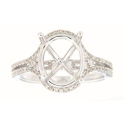 Genuine 14K White Gold 0.38CTW Diamond Semi Mount Ring - REF-58F8N