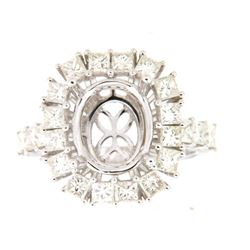 Genuine 14K White Gold 1.83CTW Diamond Semi Mount Ring - REF-259R7H