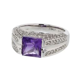 Genuine 18K WhiteGold 2.53CTW Amethyst Fashion Ring - REF-96A5X