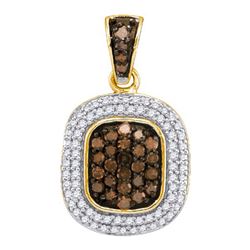 0.50CTW White and Champagne Diamond Micro-Pave 10KT Pendant Yellow Gold