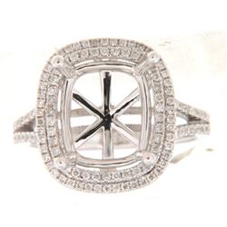 Genuine 14K White Gold 0.74CTW Diamond Semi Mount Ring - REF-106F3N