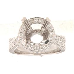 Genuine 14K White Gold 1.11CTW Diamond Semi Mount Ring - REF-157K2R