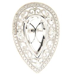 Genuine 14K White Gold 0.45CTW Diamond Semi Mount Ring - REF-88T3K