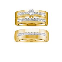 0.75CT Diamond Trio Set 14KT Ring Yellow Gold