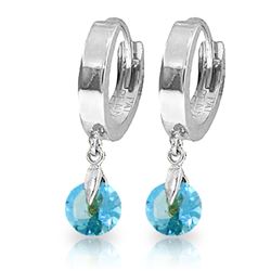 2 ctw Blue Topaz Earrings Jewelry 14KT White Gold