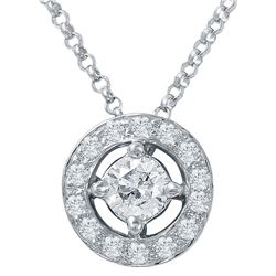 Genuine 0.34 TCW 14K White Gold Ladies Necklace - REF-45Z4T