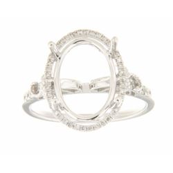 Genuine 14K White Gold 0.26CTW Diamond Semi Mount Ring - REF-51Y7Z
